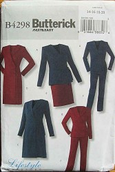 4298 Butterick EZ JACKET, LS TIE / BUTTON DRESS,  BOTTOMS PATTERN 6-20 2 SZS choice uncut